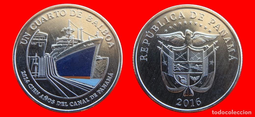 Monedas antiguas de Am&eacute;rica: 1/4 BALBOA 2016 COLOREADA SIN CIRCULAR PANAMA-9899SC