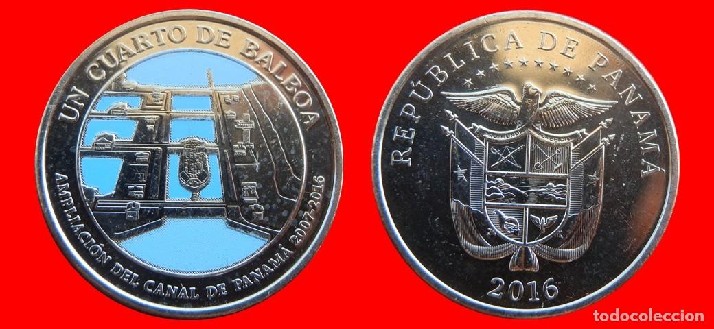 Monedas antiguas de Am&eacute;rica: 1/4 BALBOA 2016 COLOREADA SIN CIRCULAR PANAMA-9900SC