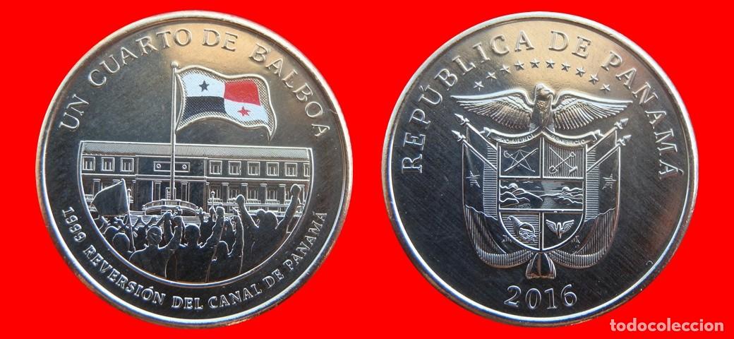 Monedas antiguas de Am&eacute;rica: 1/4 BALBOA 2016 COLOREADA SIN CIRCULAR PANAMA-9901SC
