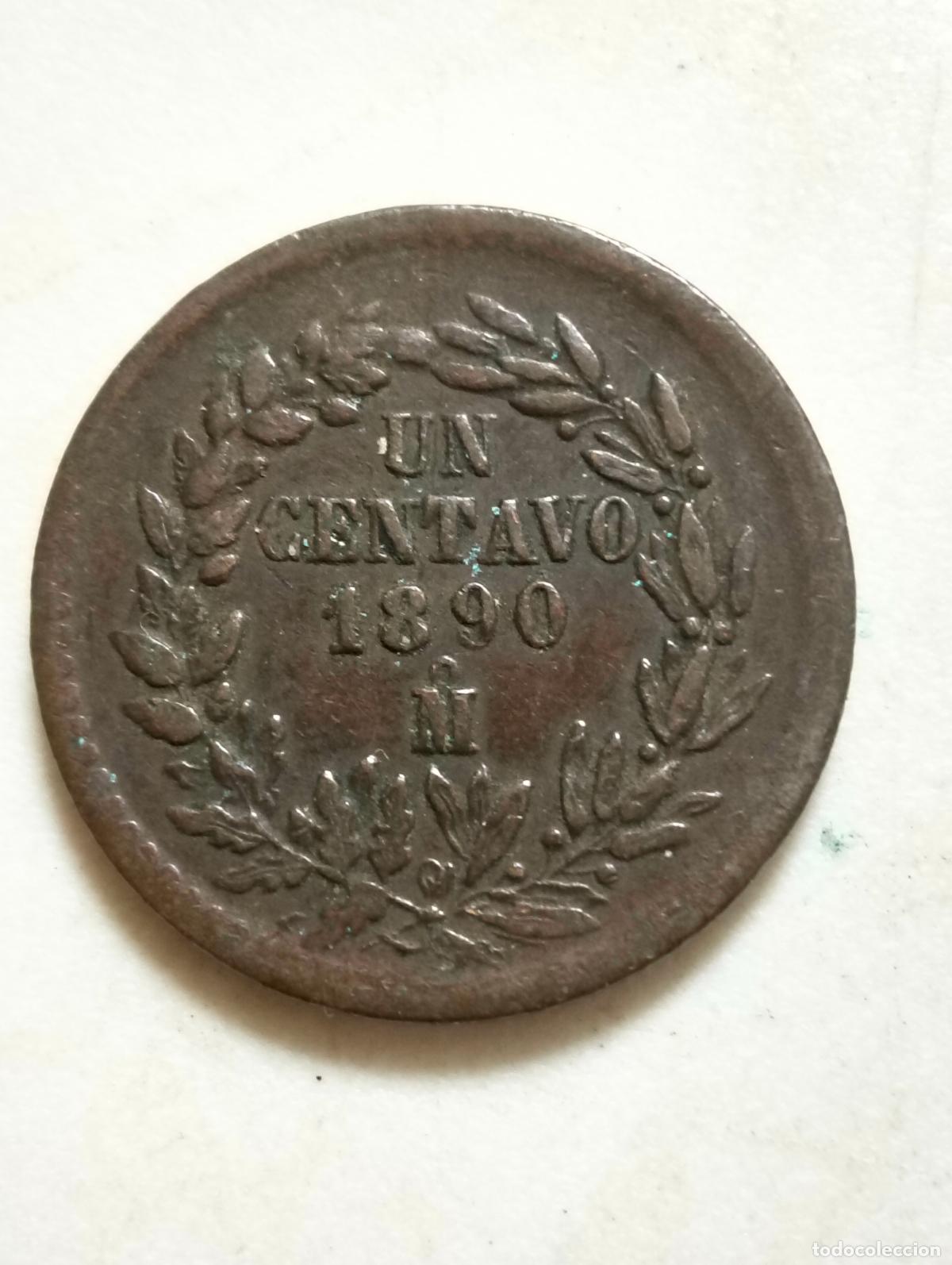 Monedas antiguas de Am&eacute;rica: MONEDA DE COBRE, UN CENTAVO, 1890 MO, REPUBLICA MEXICANA