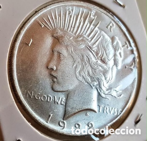Monedas antiguas de Am&eacute;rica: Dolar de plata de 1922, mide 38 mm