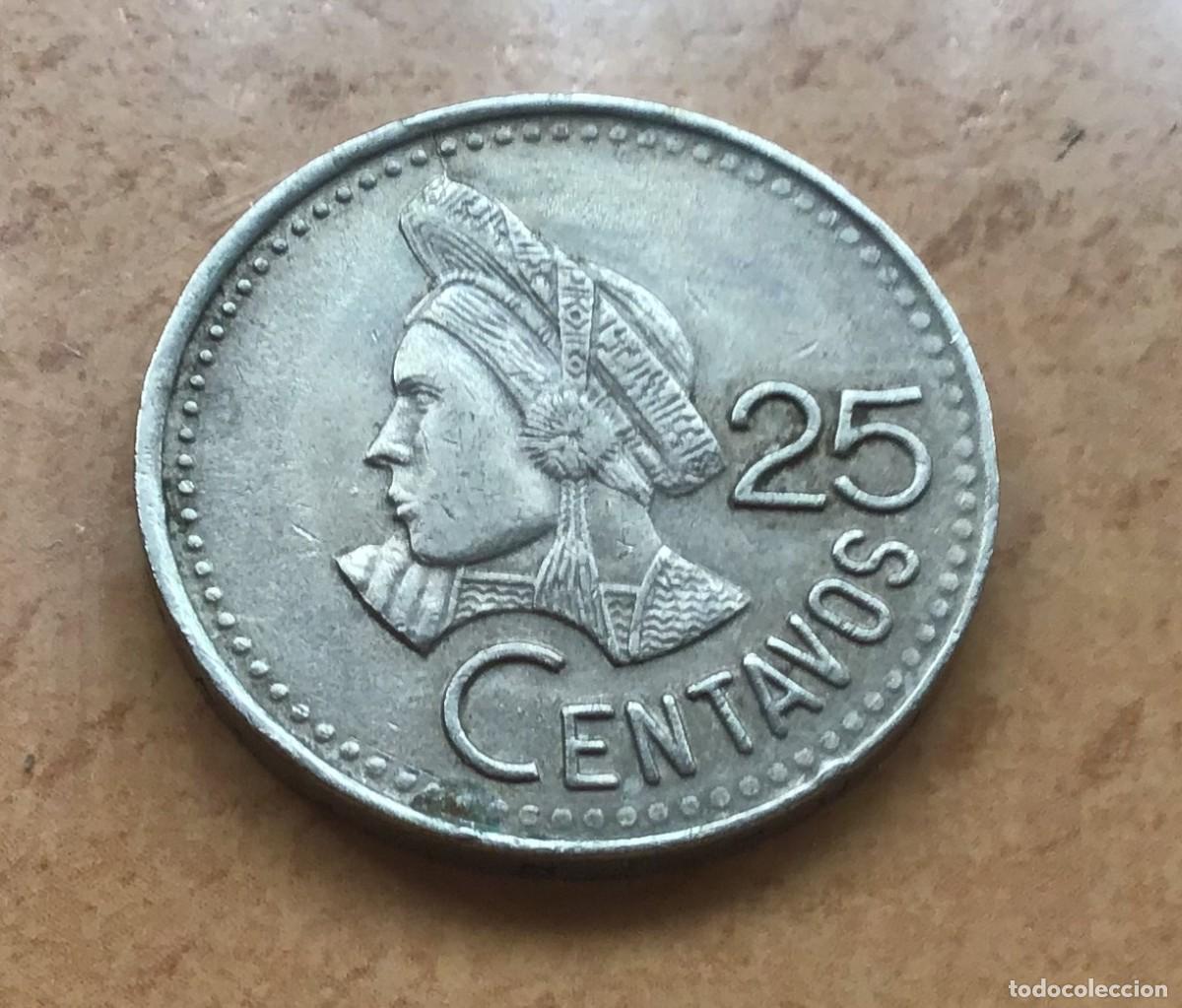 Monedas antiguas de Am&eacute;rica: 25 centavos de Guatemala. A&ntilde;o 1994