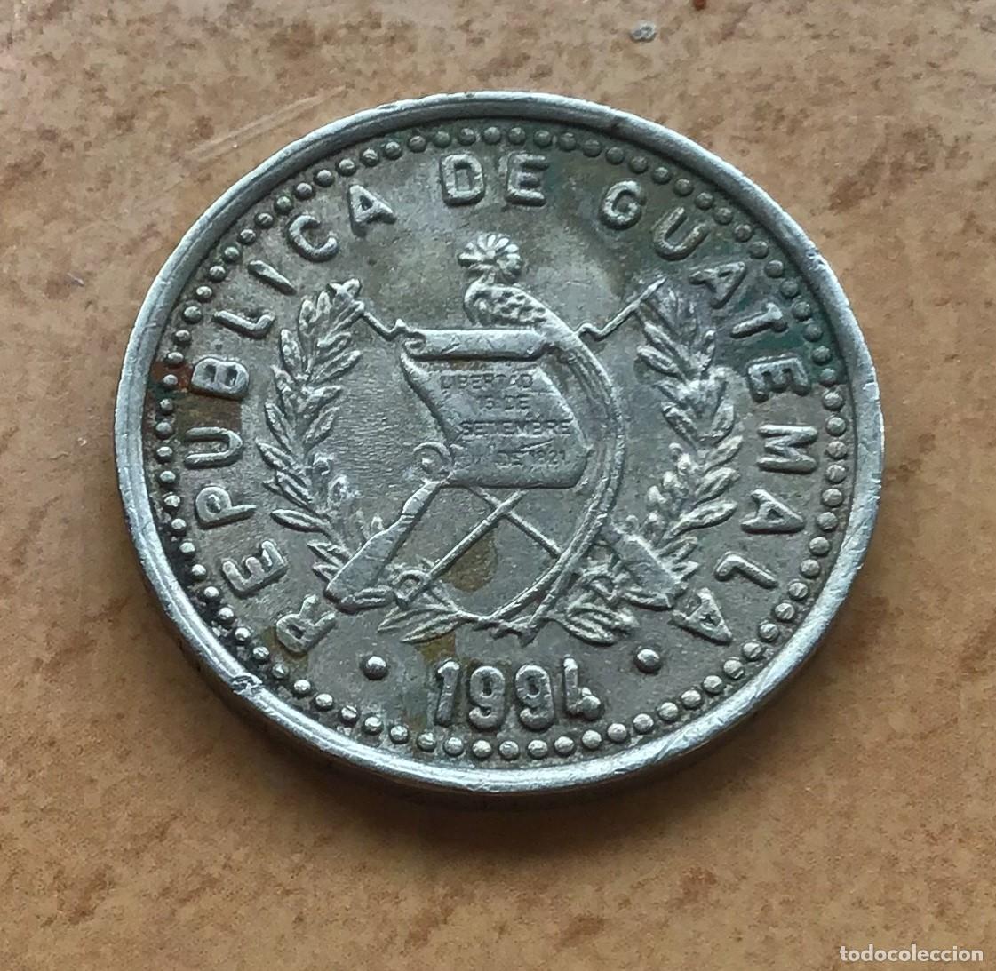 Monedas antiguas de Am&eacute;rica: 25 centavos de Guatemala. A&ntilde;o 1994 - Foto 2
