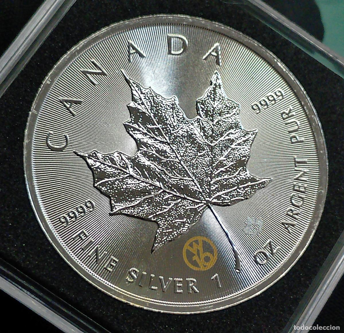 Monedas antiguas de Am&eacute;rica: 1 onza Moneda PLATA .9999 Maple Leaf PRIVY MARK W16 2016 Canad&aacute;
