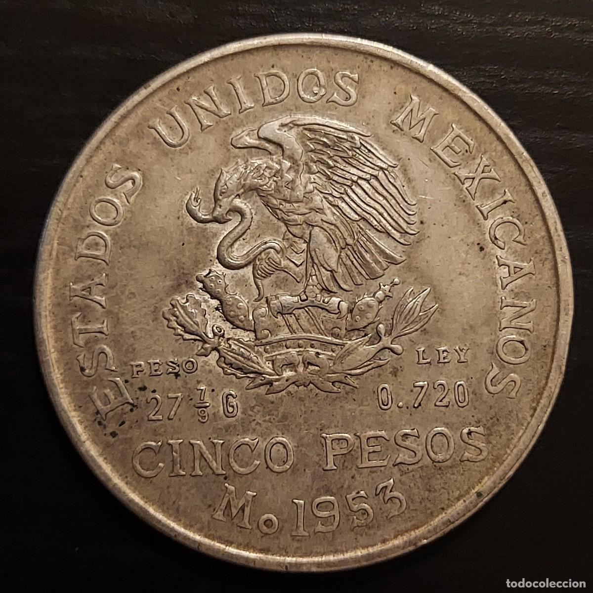 Monedas antiguas de Am&eacute;rica: 5 pesos mexicanos plata