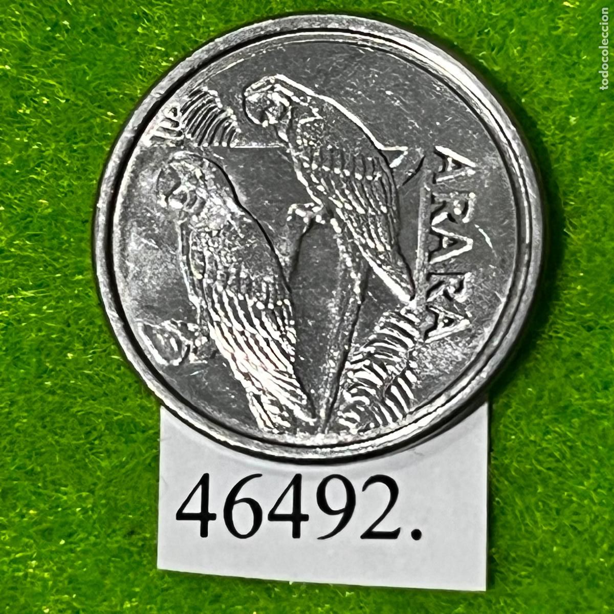 Monedas antiguas de Am&eacute;rica: Brasil 5 cruzeiros 1993, ARARA, guacamayos (ara)