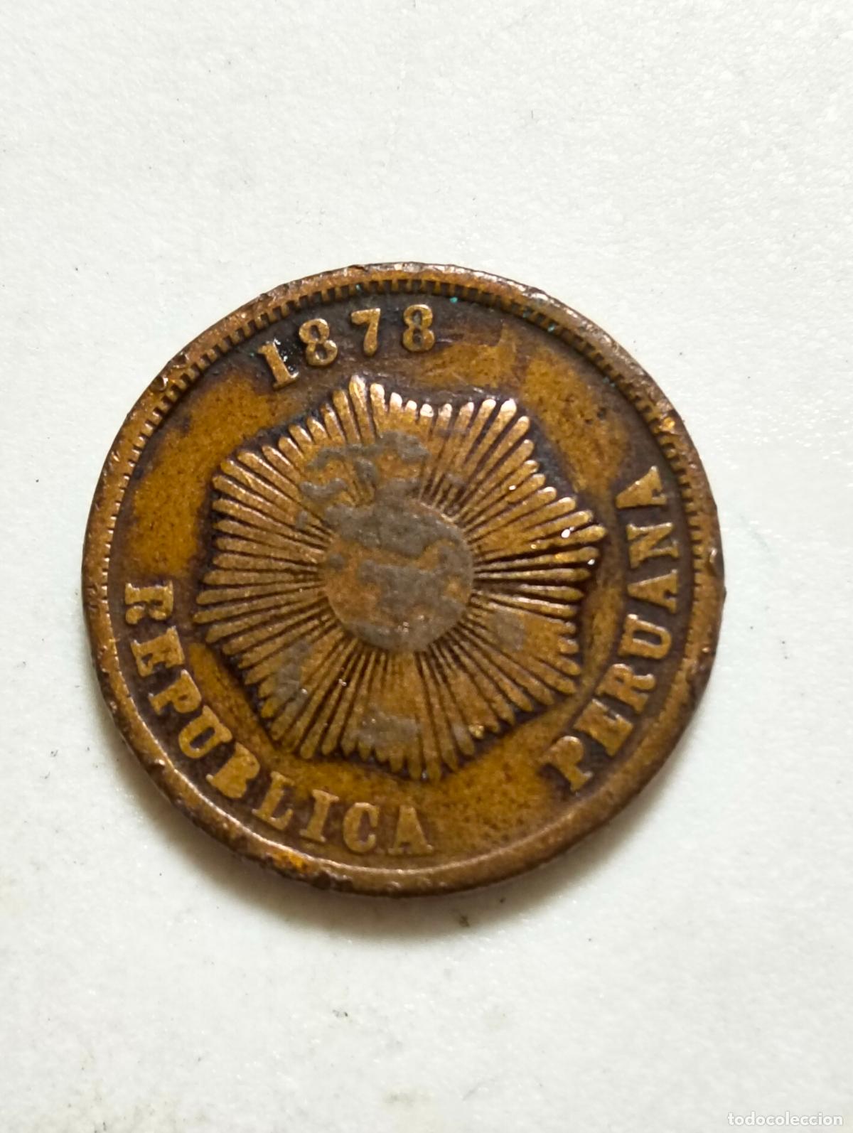 Monedas antiguas de Am&eacute;rica: MONEDA DE COBRE, DOS CENTAVOS 1878, REPUBLICA PERUANA