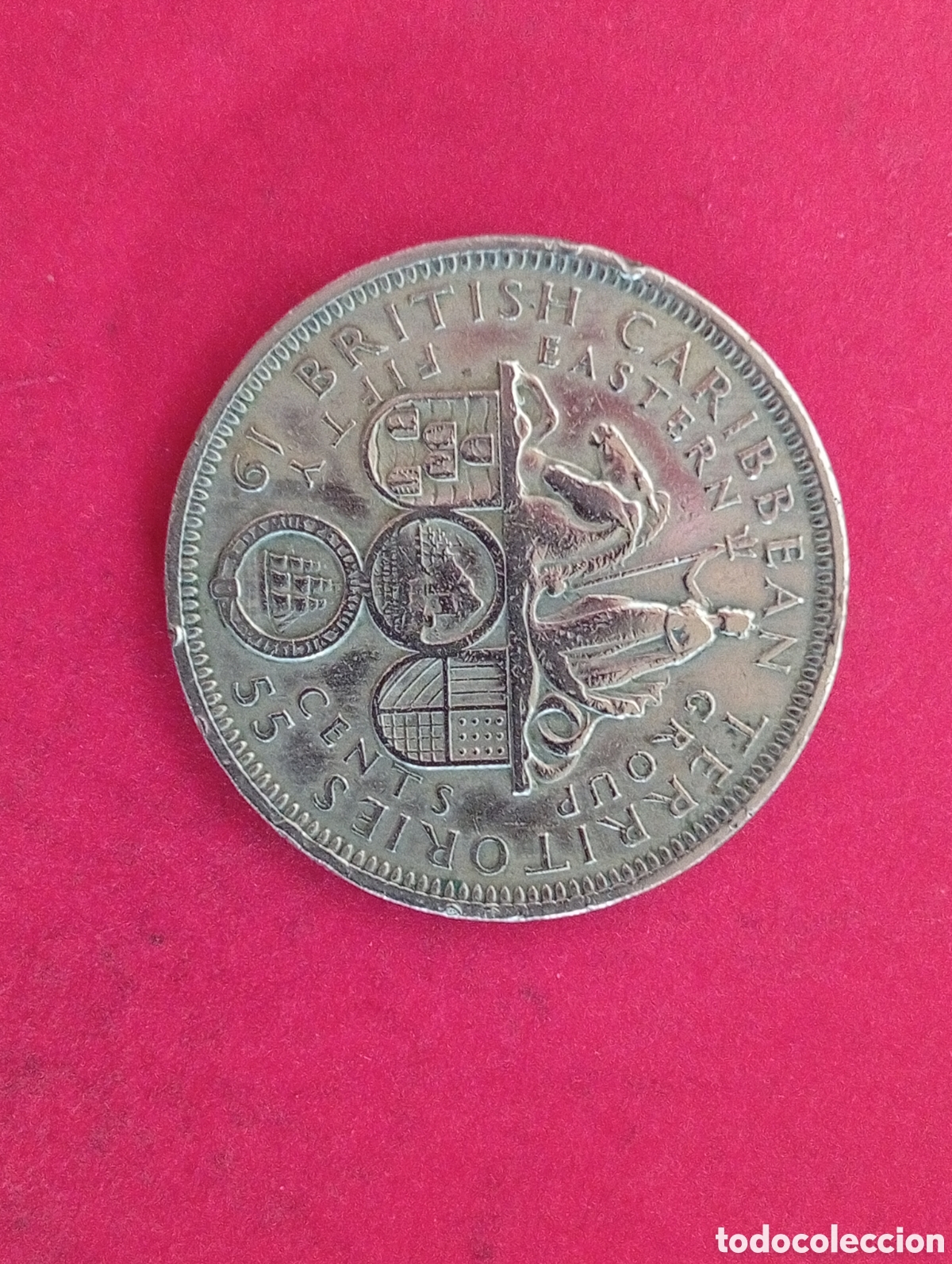 Monedas antiguas de Am&eacute;rica: 50 cents Caribe Brit&aacute;nico 1955