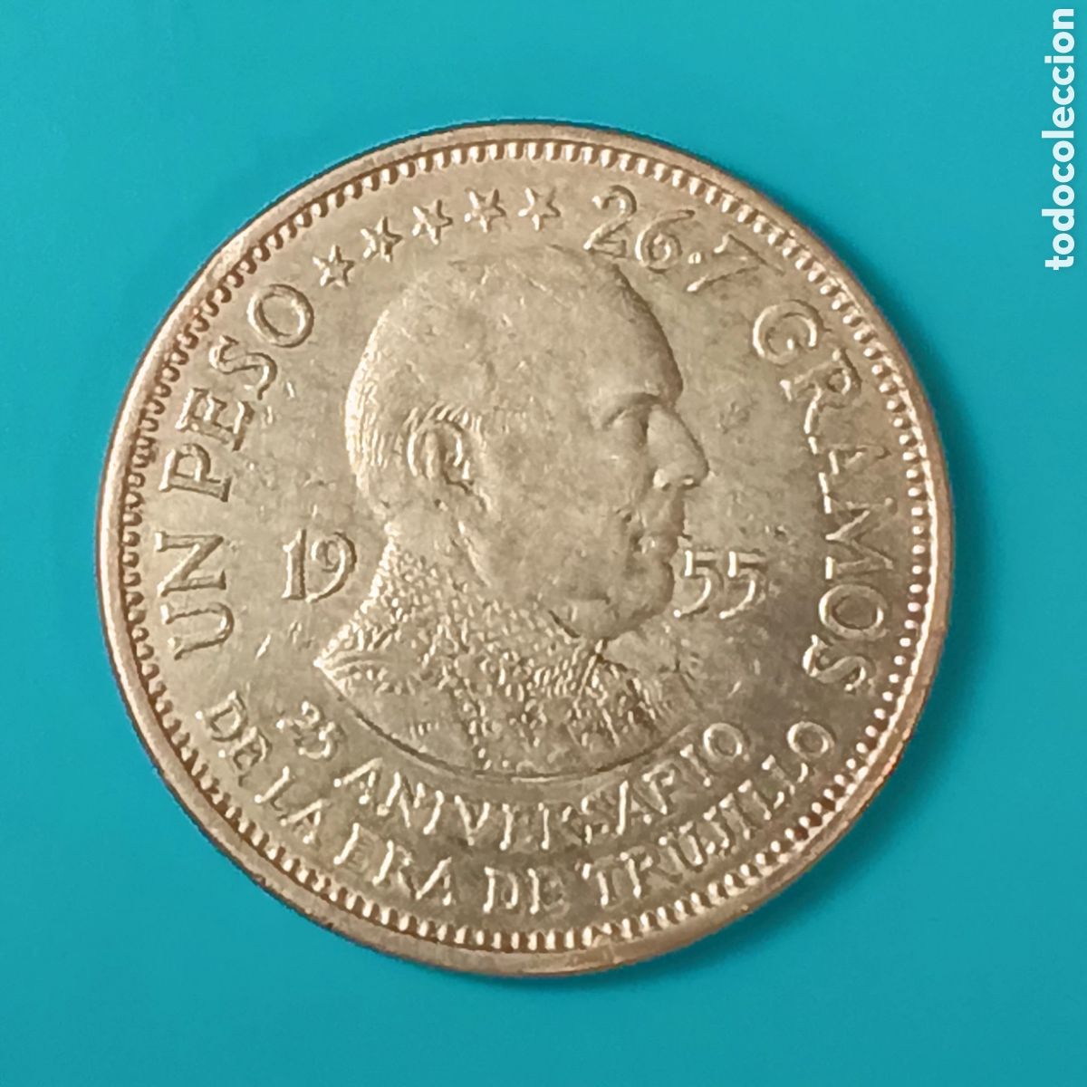 Monedas antiguas de Am&eacute;rica: REPUBLICA DOMINICANA 1 PESO PLATA 1955 25 ANIV. DE LA ERA DE TRUJILLO