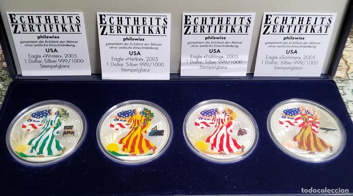 Monedas antiguas de Am&eacute;rica: 4 ONZAS DE PLATA Y ESMALTES DE ESTADOS UNIDOS DEL 2005.PROOF.PLATA DE LEY 9999