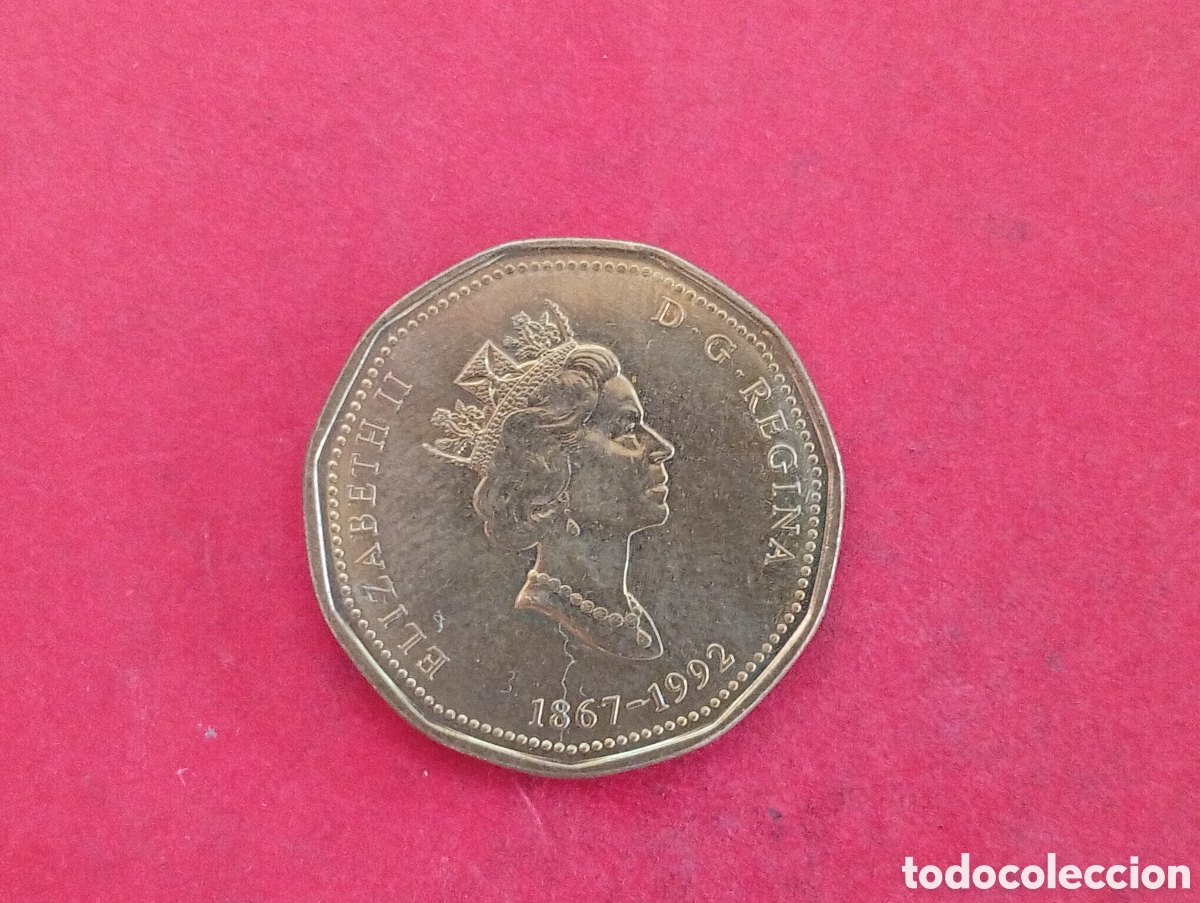 Monedas antiguas de Am&eacute;rica: 1 dolar Canad&aacute; 1992 conmemorativa - Foto 2