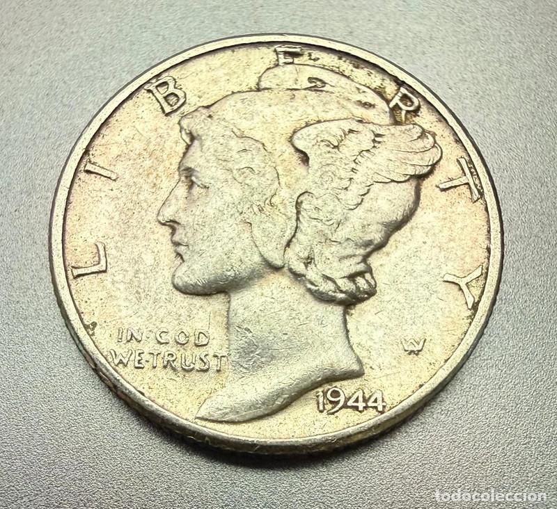 Monedas antiguas de Am&eacute;rica: 1 Dime 1944 Mercury Dime Plata - USA Moneda 1 Dime de Estados Unidos 1944 Dollar