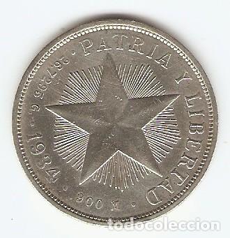 Monedas antiguas de Am&eacute;rica: CUBA UN PESO EMISION 1934