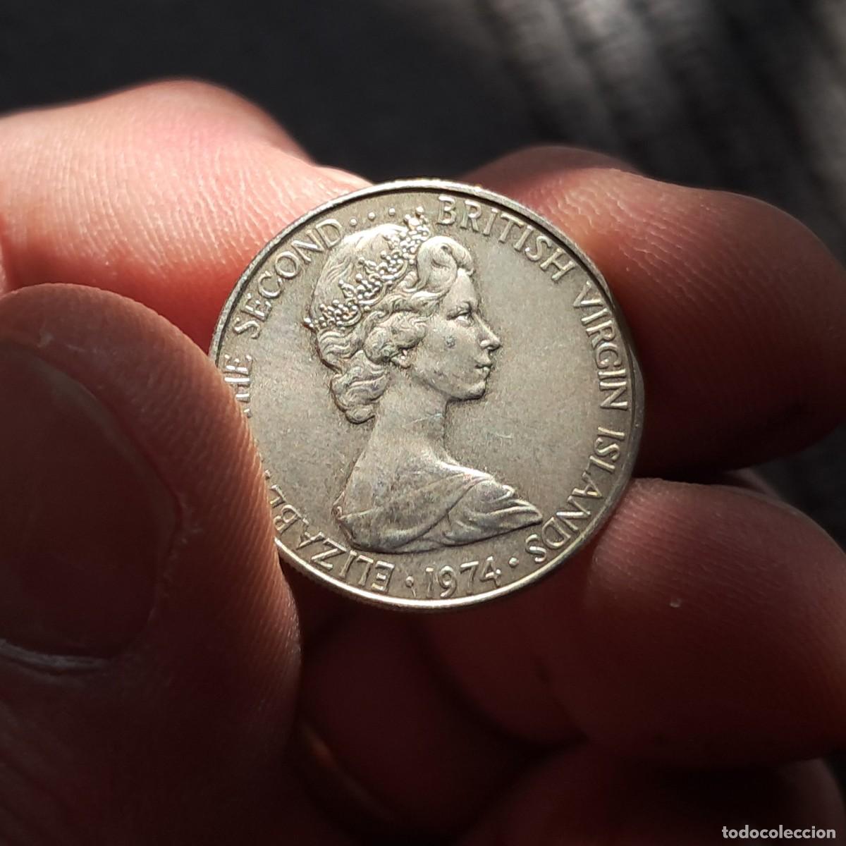 Monedas antiguas de Am&eacute;rica: MONEDA ISLAS V&Iacute;RGENES 10 CENTS - ELIZABETH II (2&ordm; retrato) 1974 FM Prueba UNC, KM# 3, N# 3395.