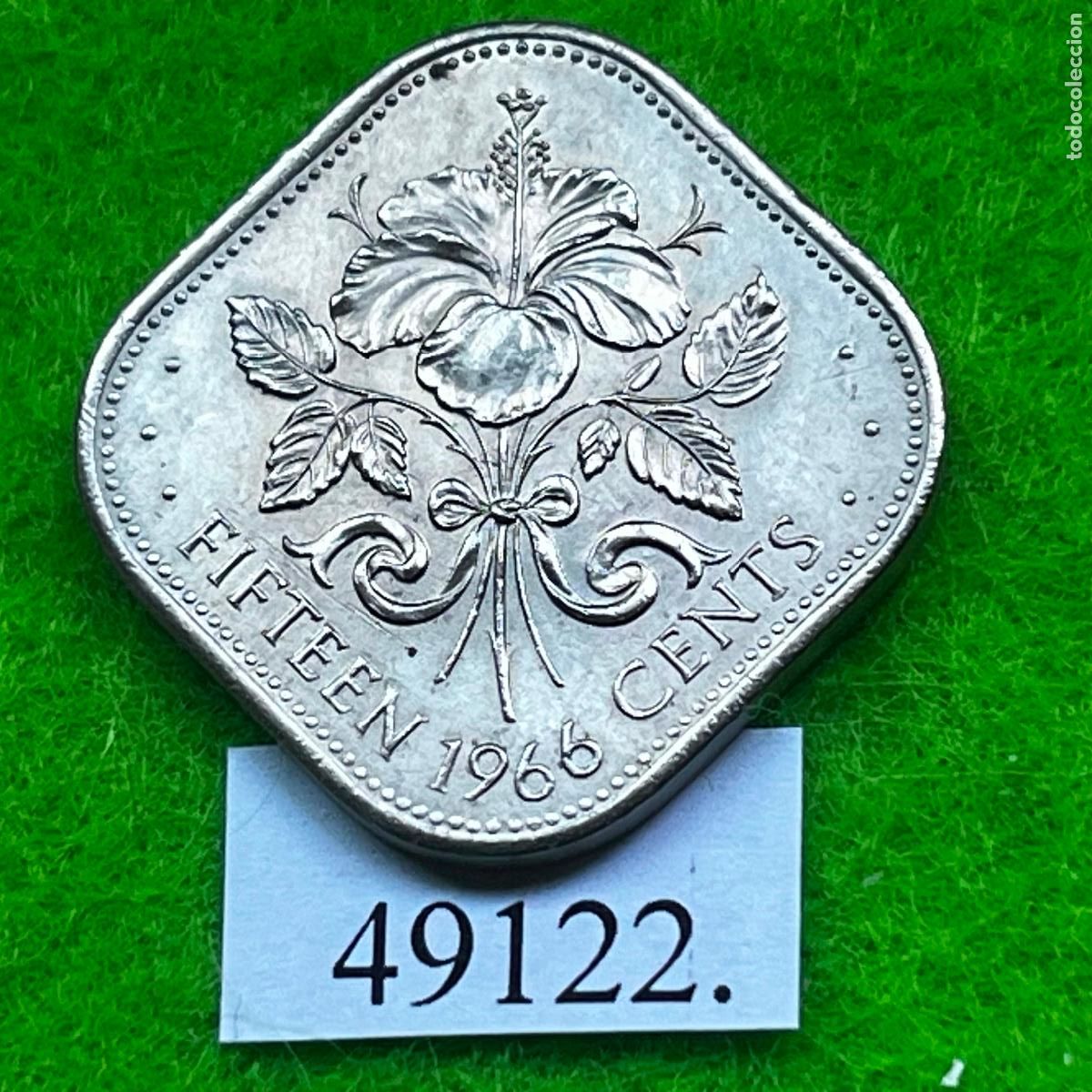 Monedas antiguas de Am&eacute;rica: Bahamas 15 centavos 1966, c&eacute;ntimos