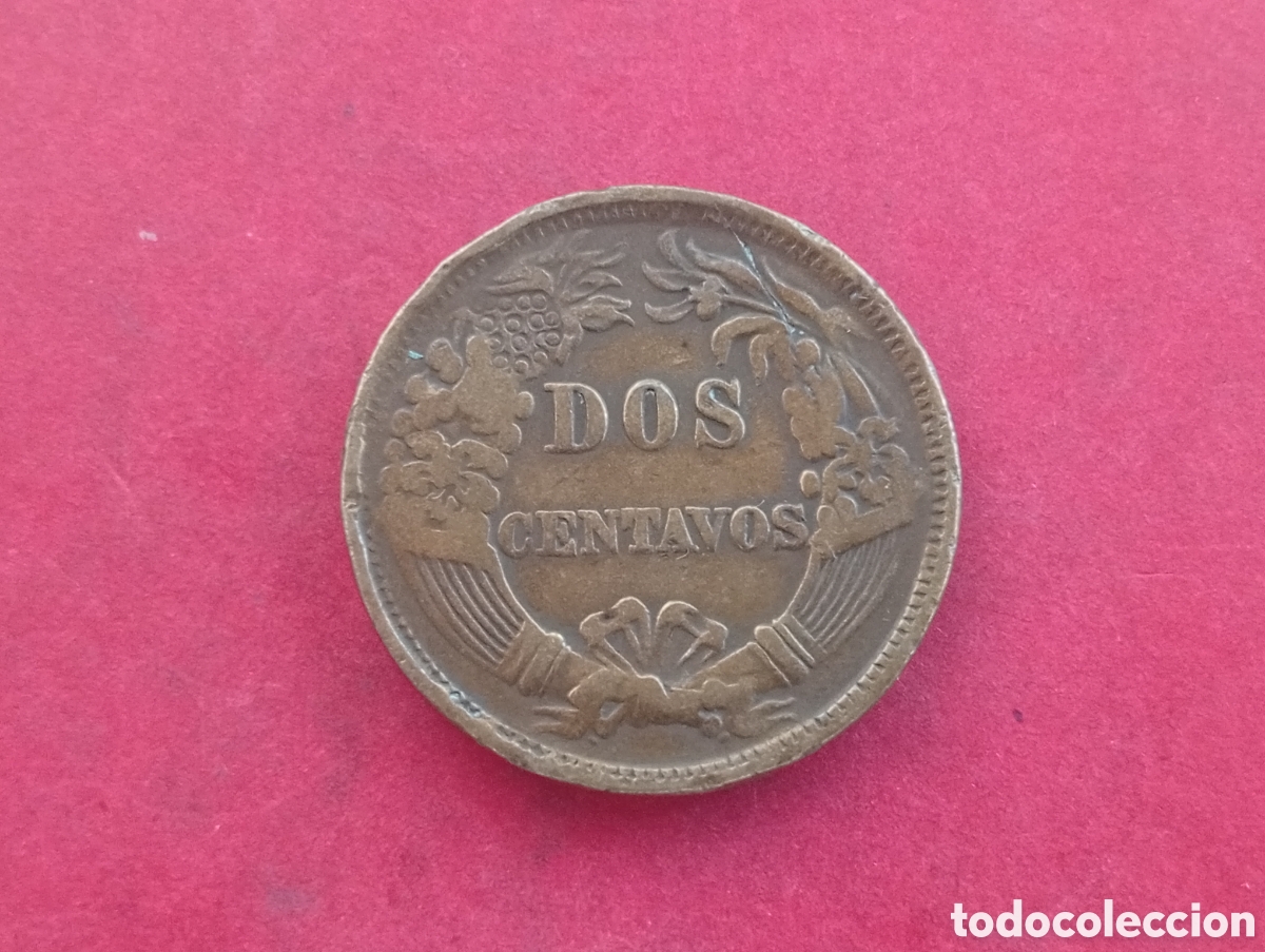 Monedas antiguas de Am&eacute;rica: 2 centavos de Per&uacute; 1878 - Foto 2
