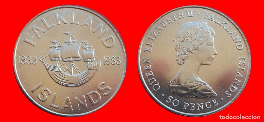 Monedas antiguas de Am&eacute;rica: 50 PENIQUES PENCE 1983 SIN CIRCULAR ISLAS MALVINAS FALKLAND-9954SC