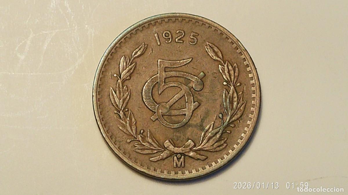 Monedas antiguas de Am&eacute;rica: mexico 5 centavos 1925 - Foto 2