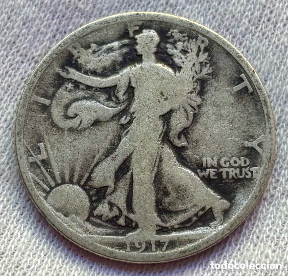 Monedas antiguas de Am&eacute;rica: Moneda PLATA USA 1/2 D&oacute;lar 1917 Liberty. EEUU Estados Unidos Half Dollar