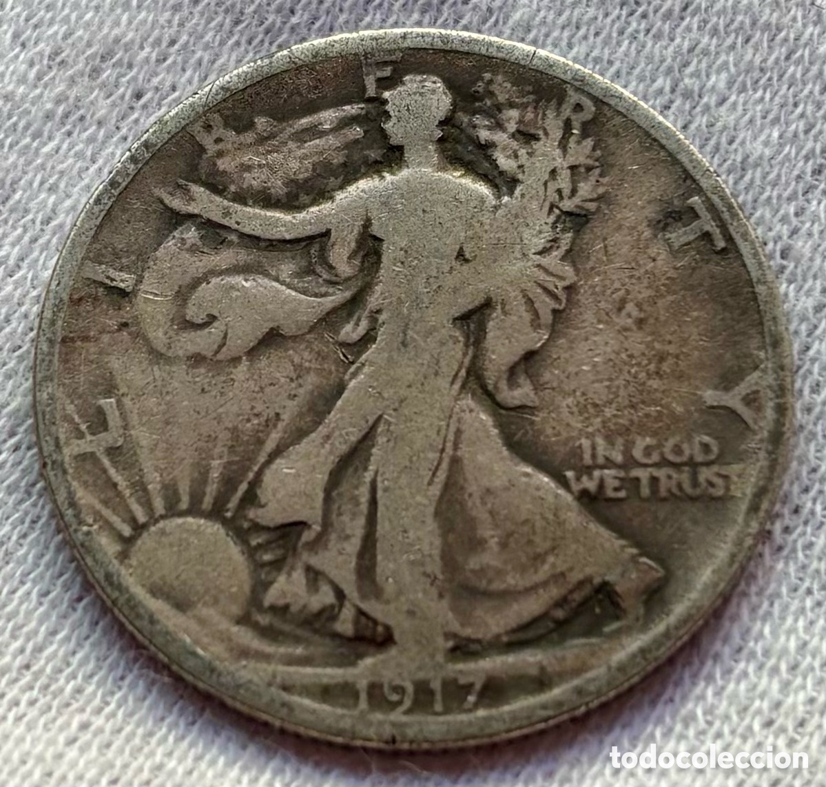 Monedas antiguas de Am&eacute;rica: Moneda PLATA USA 1/2 D&oacute;lar 1917-S. Liberty. EEUU Estados Unidos Half Dollar