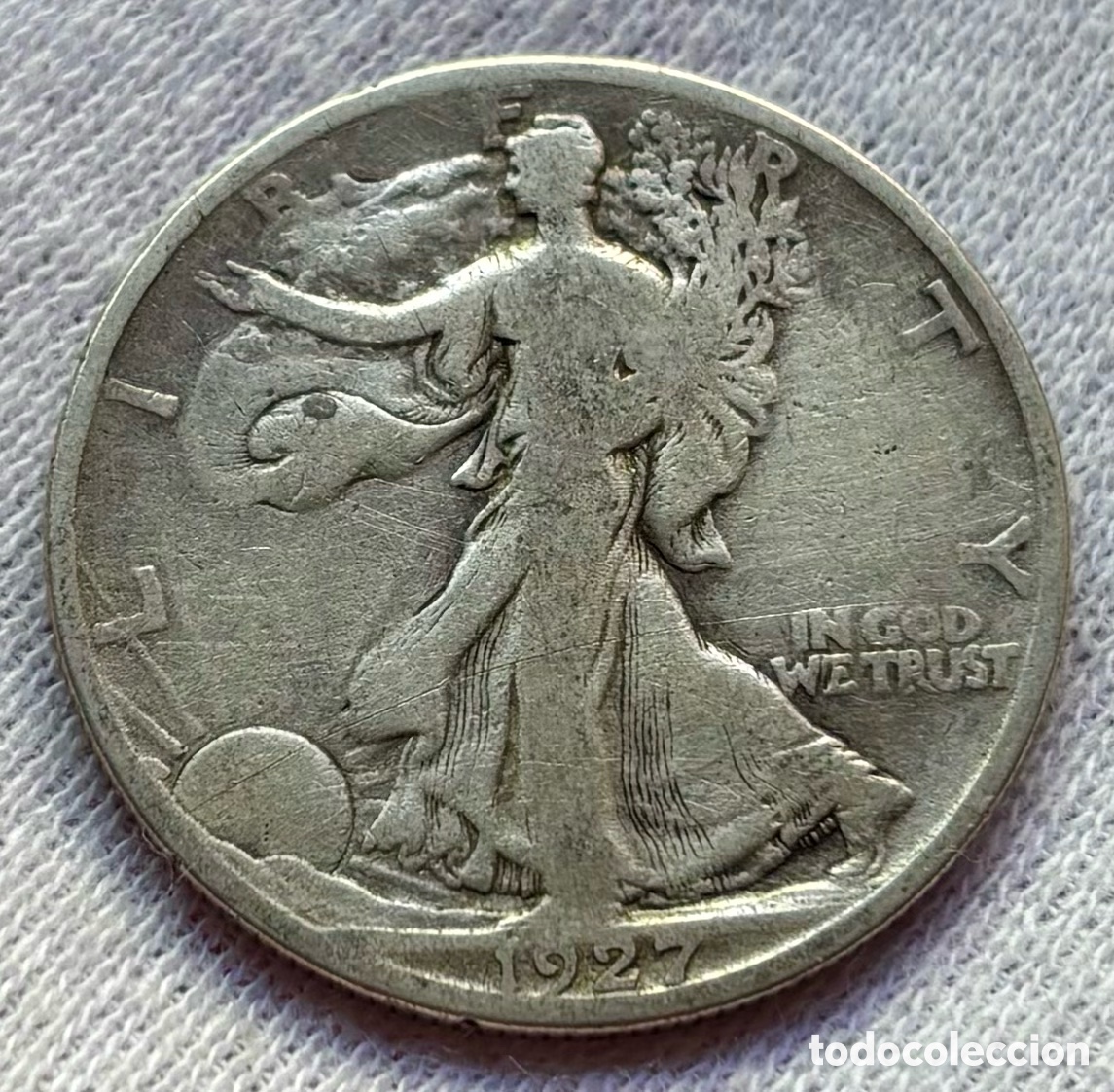 Monedas antiguas de Am&eacute;rica: Moneda PLATA USA 1/2 D&oacute;lar 1927-S Liberty EEUU Estados Unidos Half Dollar