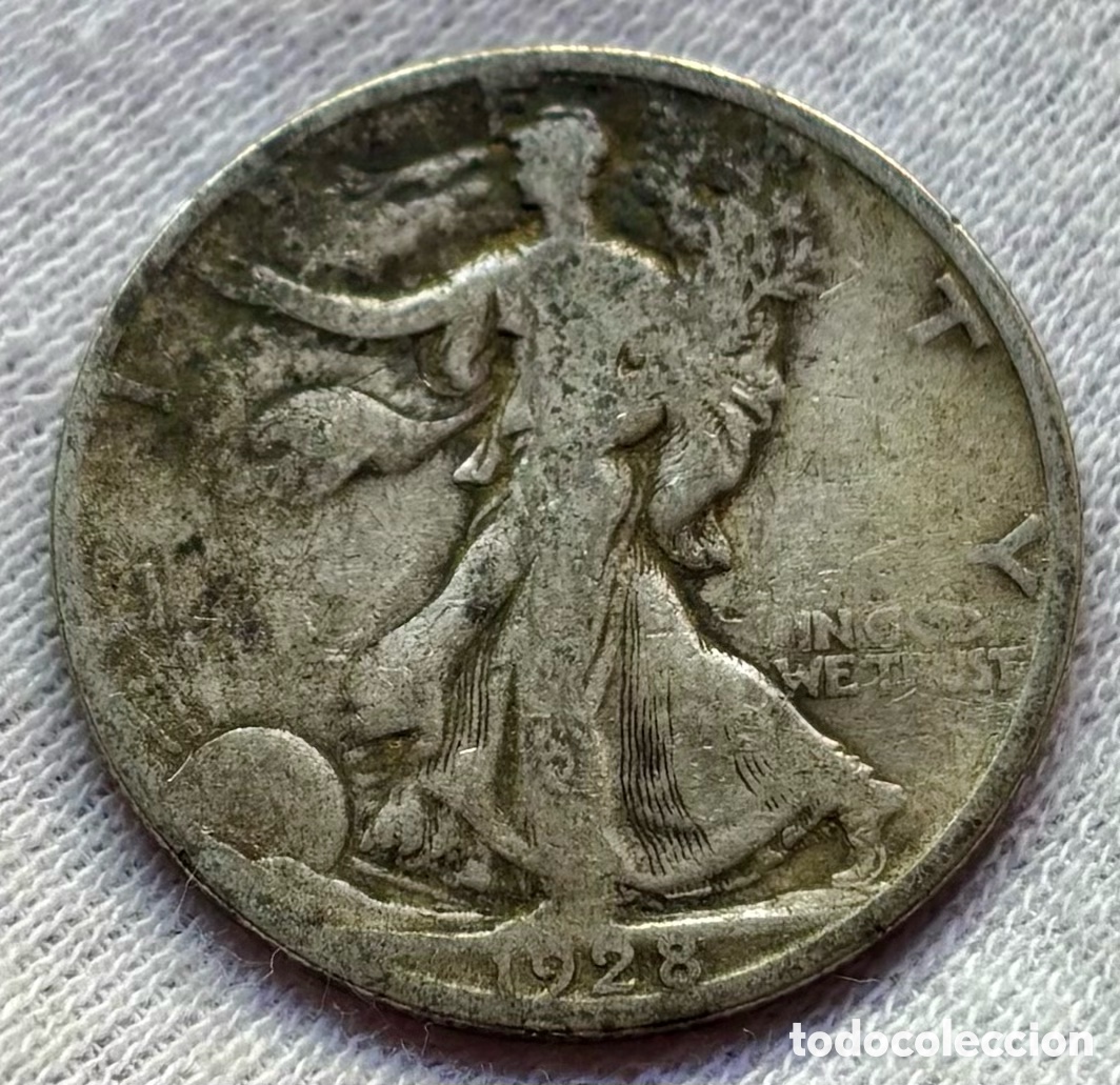 Monedas antiguas de Am&eacute;rica: Moneda PLATA USA 1/2 D&oacute;lar 1928-S Liberty. EEUU Estados Unidos Half Dollar