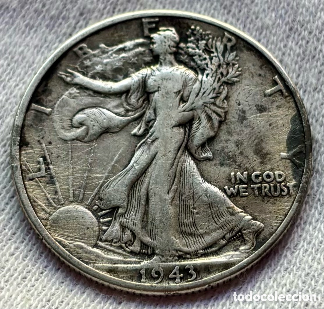 Monedas antiguas de Am&eacute;rica: Moneda PLATA USA 1-2 D&oacute;lar 1943 Liberty EEUU Estados Unidos Half Dollar