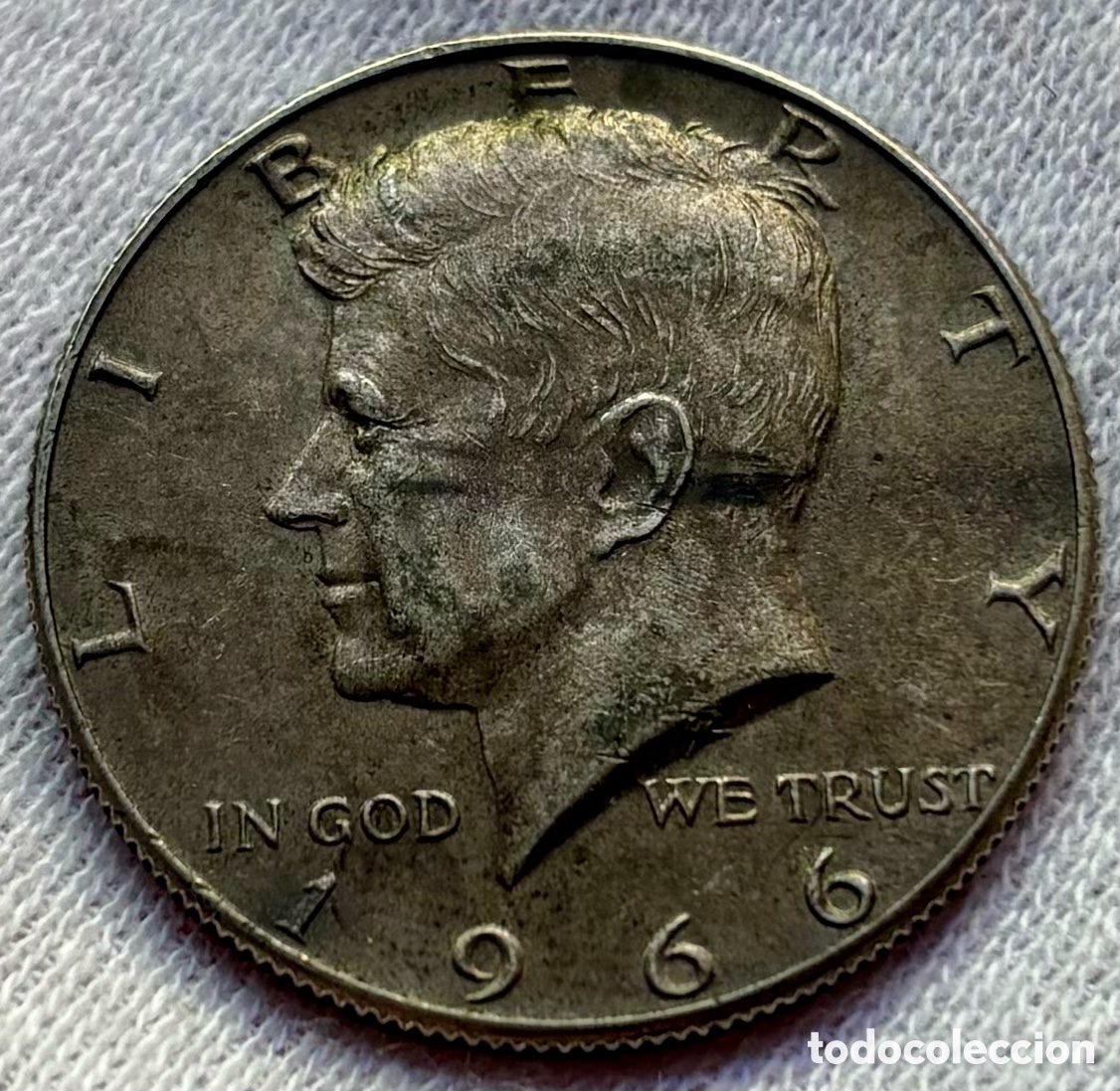 Monedas antiguas de Am&eacute;rica: Moneda PLATA USA 1/2 D&oacute;lar 1966 Kennedy. EEUU Estados Unidos Half Dollar