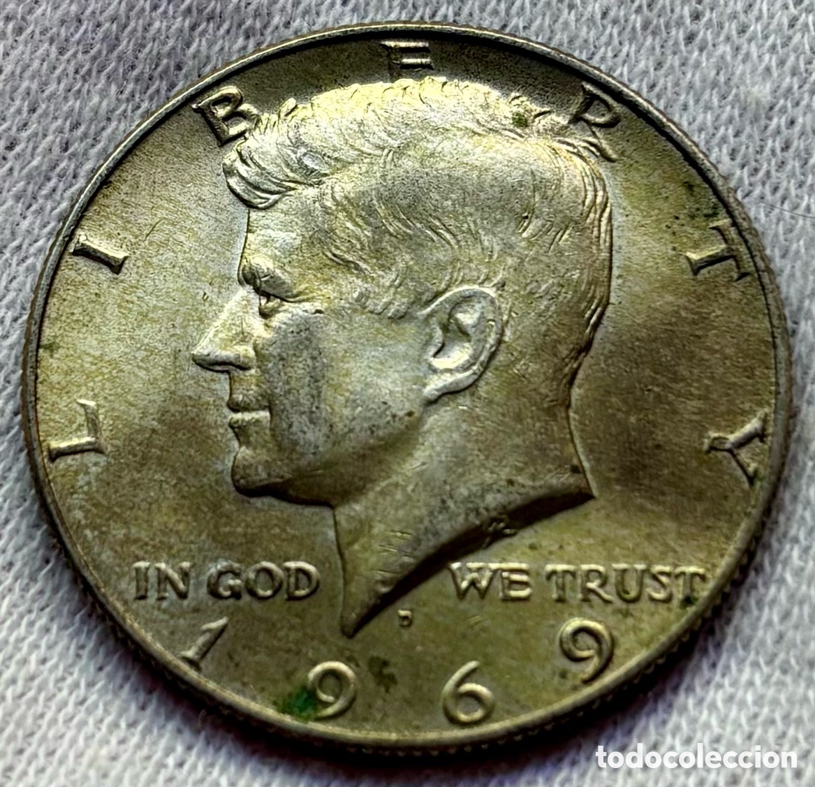 Monedas antiguas de Am&eacute;rica: Moneda PLATA USA 1/2 D&oacute;lar 1969 Kennedy EEUU Estados Unidos Half Dollar