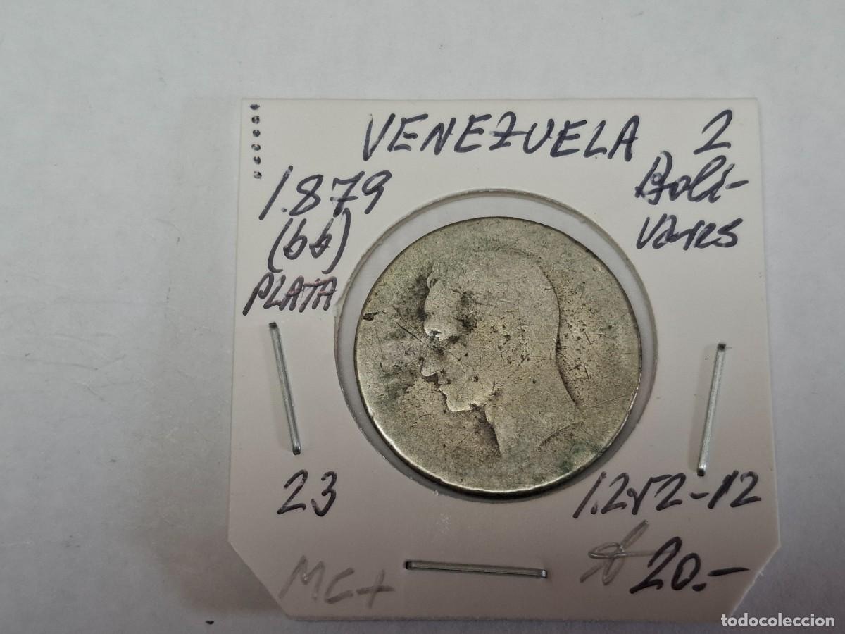 Monedas antiguas de Am&eacute;rica: 2 BOLIVAR de PLATA de 1879 BB KM 23 VENEZUELA en MC+
