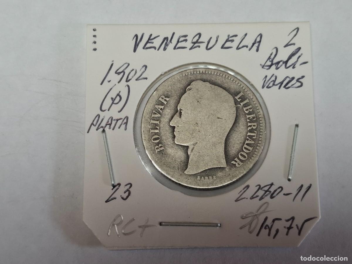 Monedas antiguas de Am&eacute;rica: 2 BOLIVAR de PLATA de 1902 P KM 23 VENEZUELA en RC+