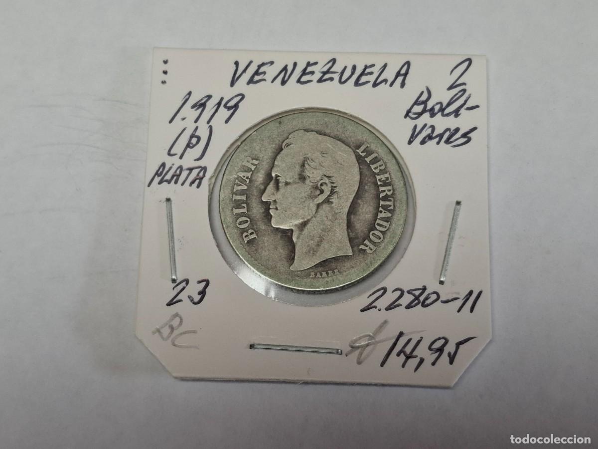 Monedas antiguas de Am&eacute;rica: 2 BOLIVAR de PLATA de 1919 P KM 23 VENEZUELA en BC