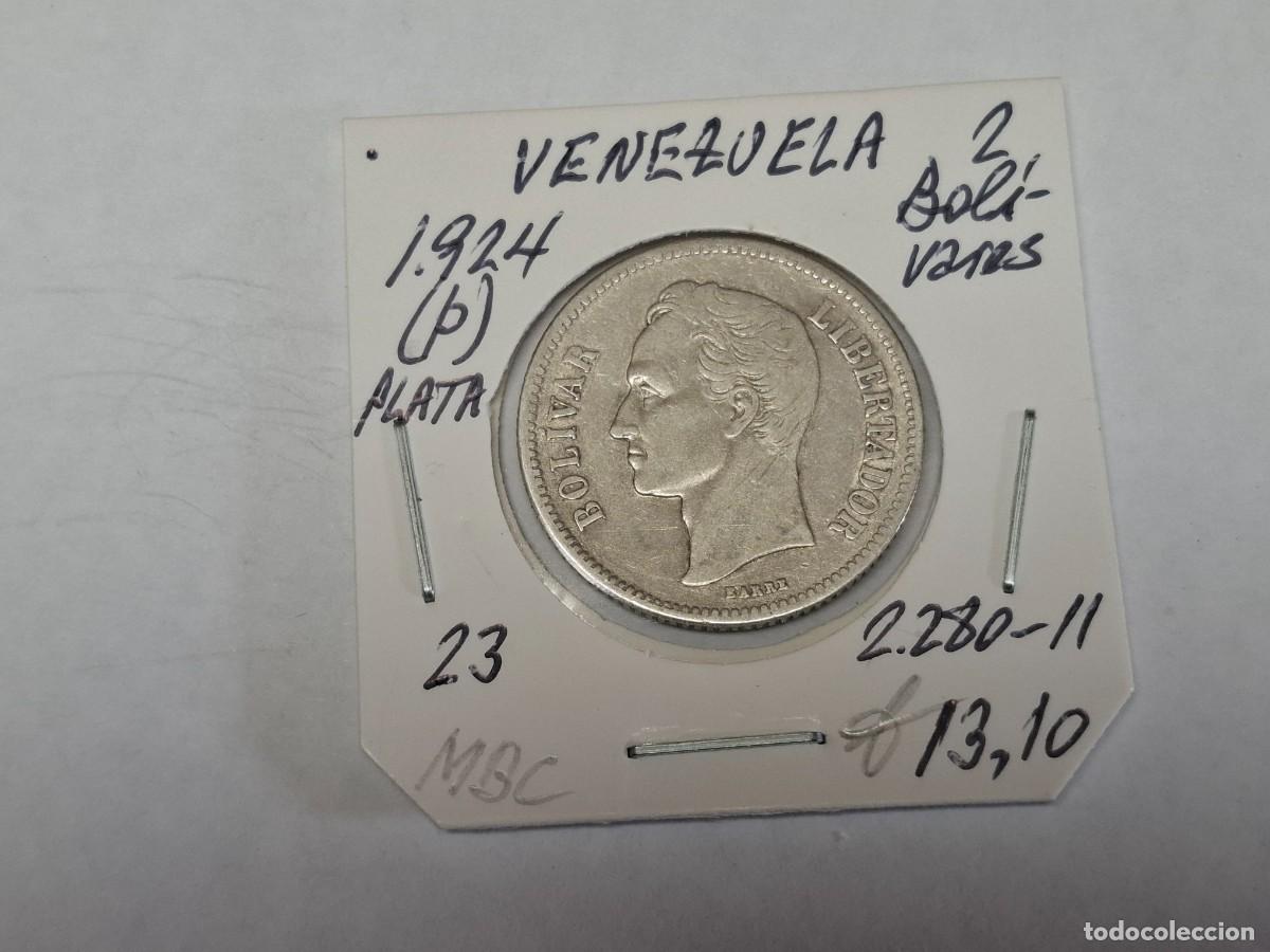 Monedas antiguas de Am&eacute;rica: 2 BOLIVAR de PLATA de 1924 P KM 23 VENEZUELA en MBC