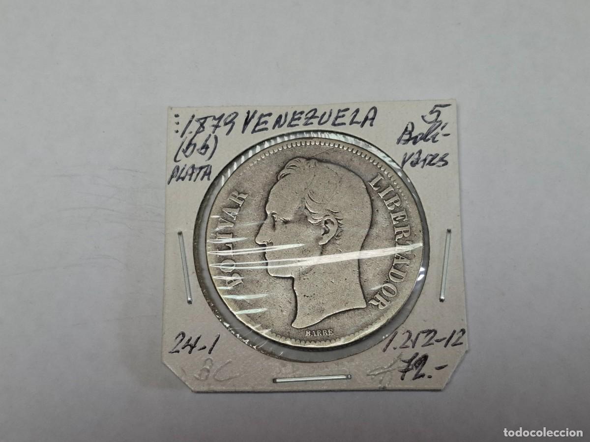 Monedas antiguas de Am&eacute;rica: 5 BOLIVAR de PLATA de 1879 BB KM 24.1 VENEZUELA en BC