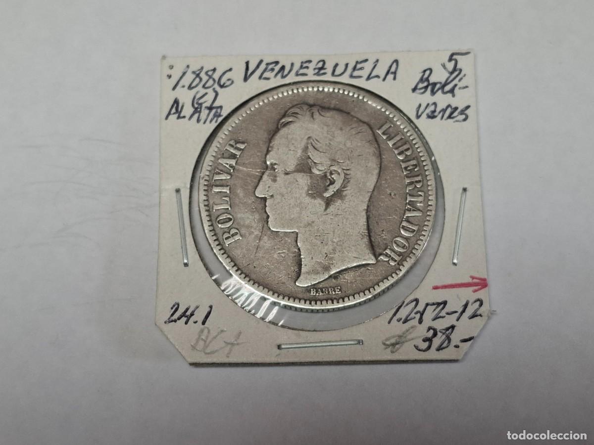 Monedas antiguas de Am&eacute;rica: 5 BOLIVAR de PLATA de 1886 C KM 24.1 VENEZUELA en BC+