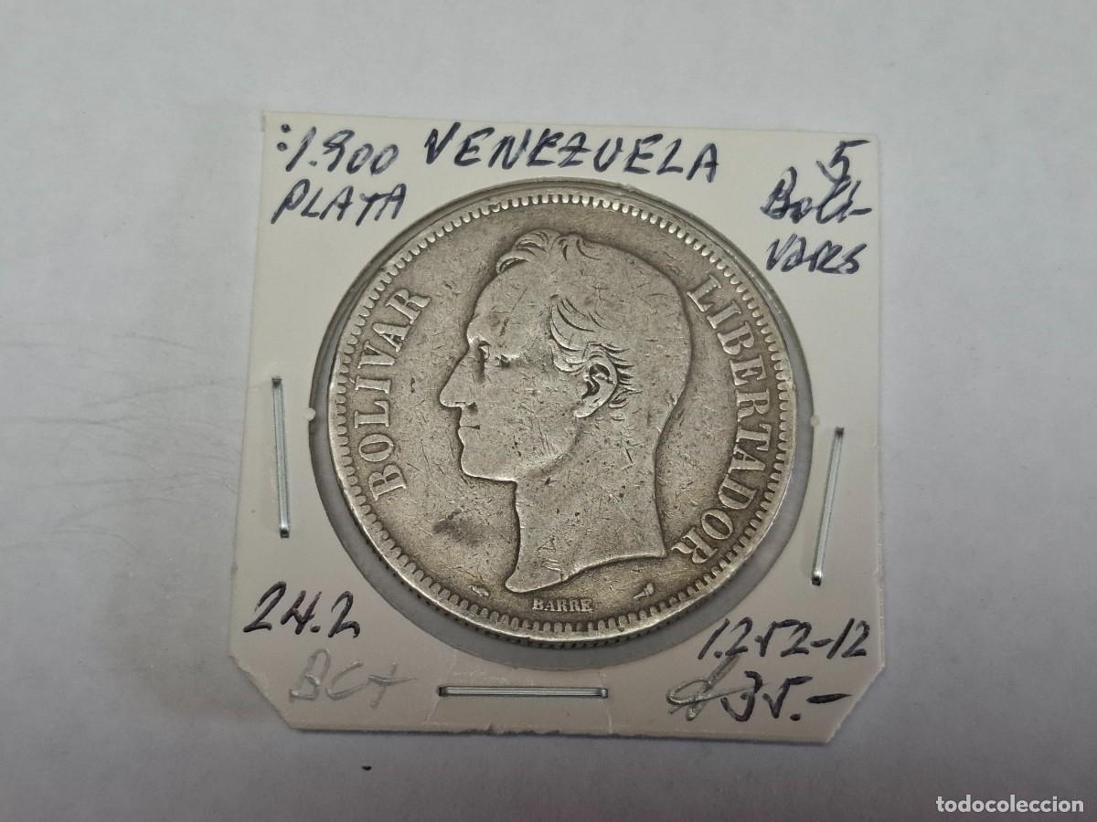 Monedas antiguas de Am&eacute;rica: 5 BOLIVAR de PLATA de 1900 KM 24.2 VENEZUELA en BC+