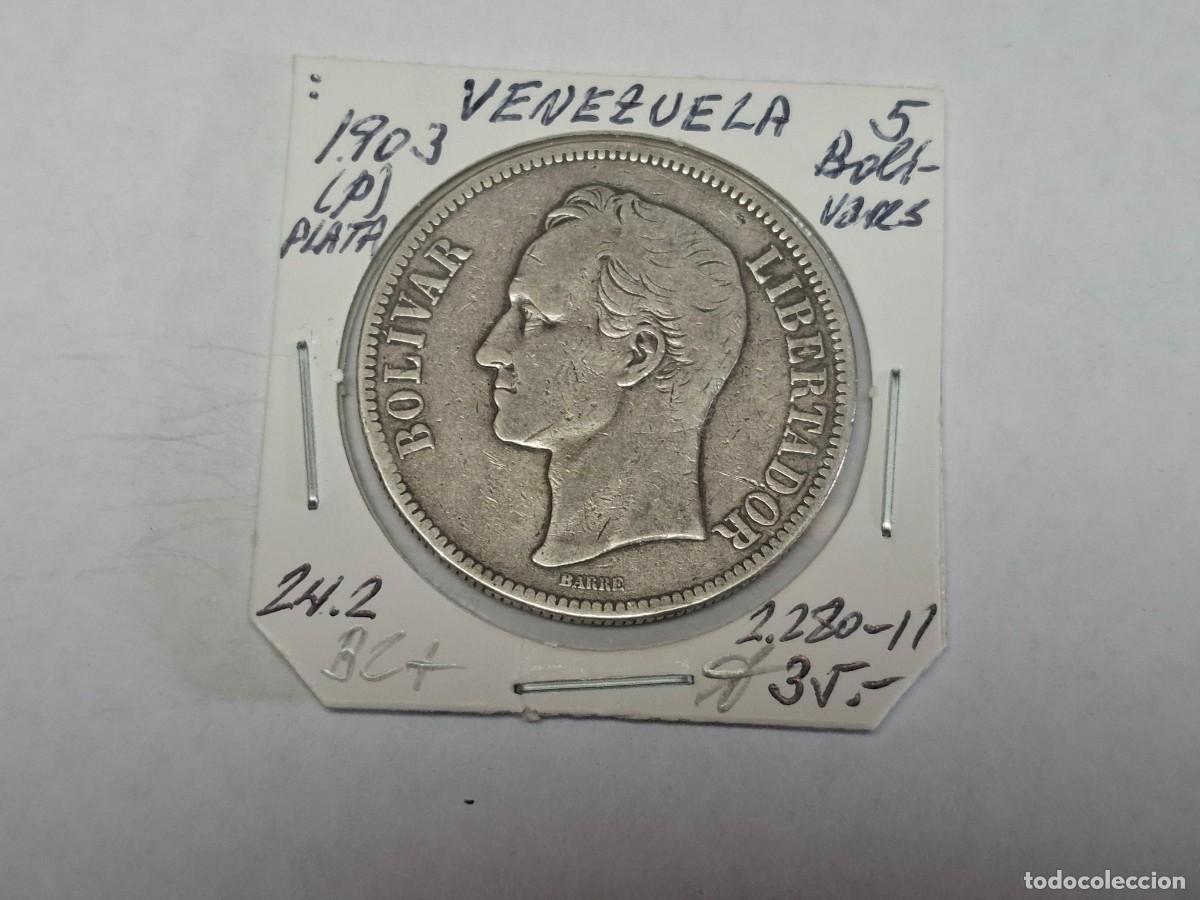 Monedas antiguas de Am&eacute;rica: 5 BOLIVAR de PLATA de 1903 P KM 24.2 VENEZUELA en BC+