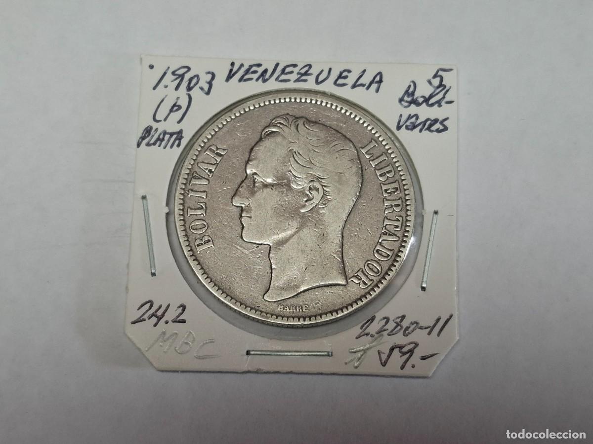 Monedas antiguas de Am&eacute;rica: 5 BOLIVAR de PLATA de 1903 P KM 24.2 VENEZUELA en MBC