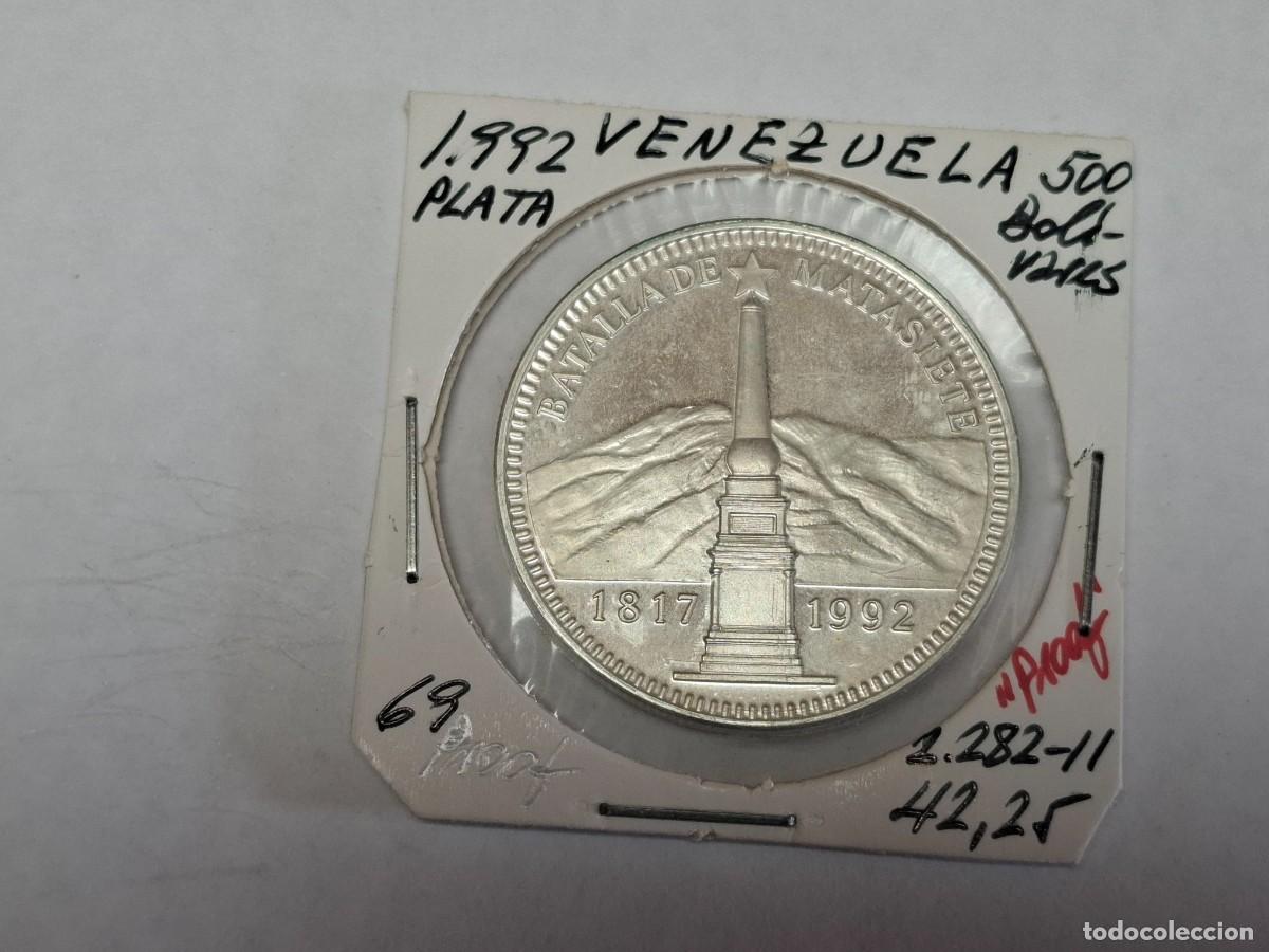 Monedas antiguas de Am&eacute;rica: 500 BOLIVARES de PLATA de 1992 KM 60 VENEZUELA en PROOF