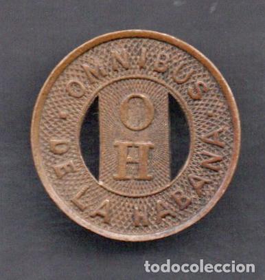 Monedas antiguas de Am&eacute;rica: CUBA - FICHA - OMNIBUS DE LA HABANA - VALE POR MEDIO PASAJE - VARIANTE EN COBRE