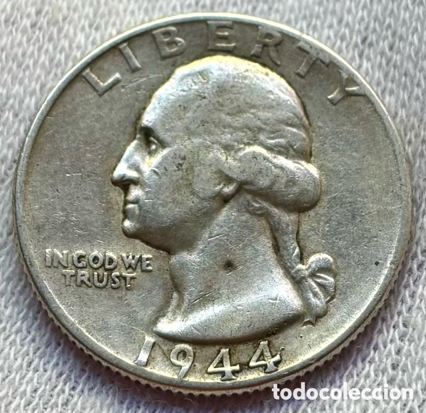 Monedas antiguas de Am&eacute;rica: Moneda PLATA USA 1/4 D&oacute;lar 1944 EEUU Estados Unidos Quarter Dollar