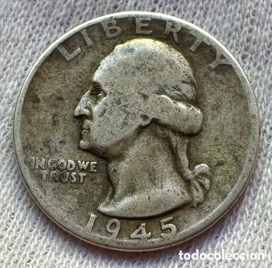 Monedas antiguas de Am&eacute;rica: Moneda PLATA USA 1/4 D&oacute;lar 1945 EEUU Estados Unidos Quarter Dollar