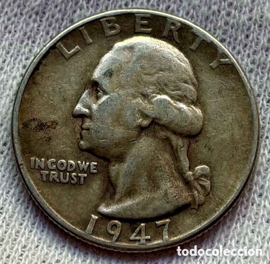 Monedas antiguas de Am&eacute;rica: Moneda PLATA USA 1/4 D&oacute;lar 1947. EEUU Estados Unidos Quarter Dollar