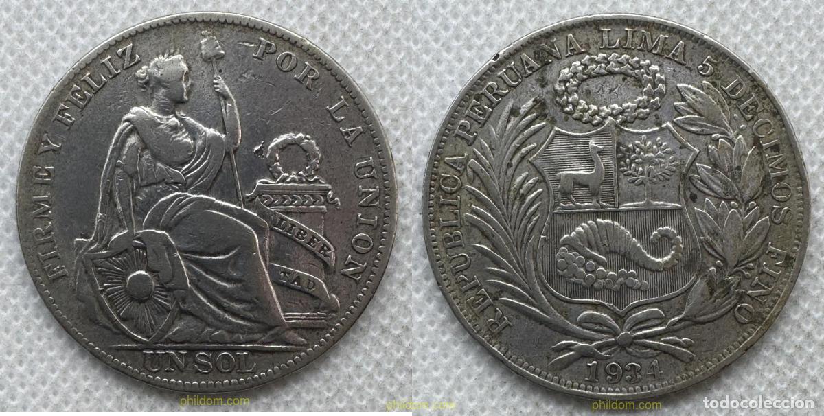 Monedas antiguas de Am&eacute;rica: 5518 PERU 1934 PERU 1 SOL 1934