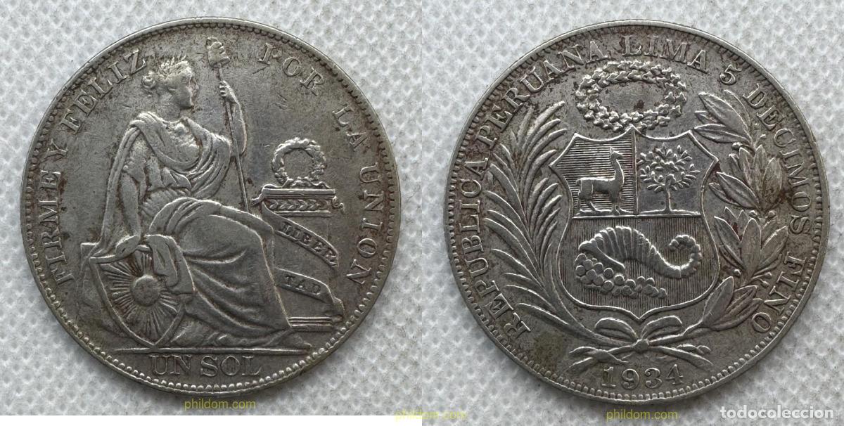 Monedas antiguas de Am&eacute;rica: 5519 PERU 1934 PERU 1 SOL 1934