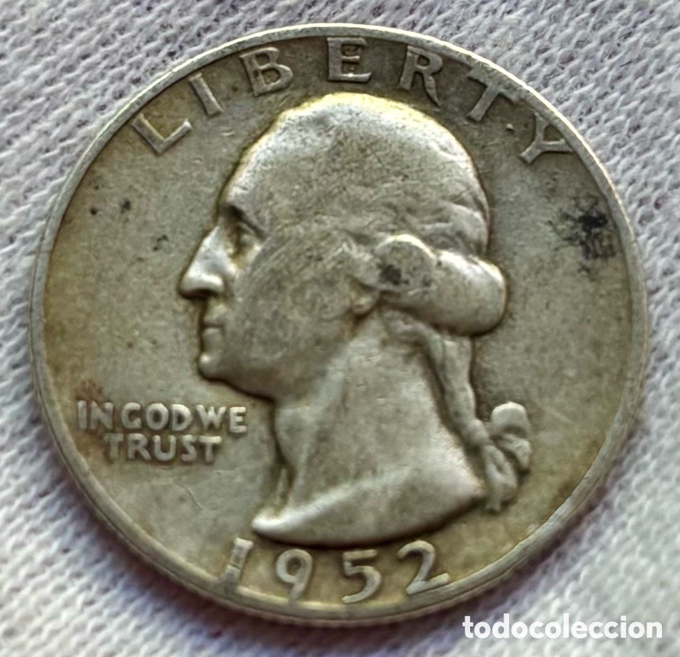 Monedas antiguas de Am&eacute;rica: Moneda PLATA USA 1/4 D&oacute;lar 1952-S. EEUU Estados Unidos Quarter Dollar