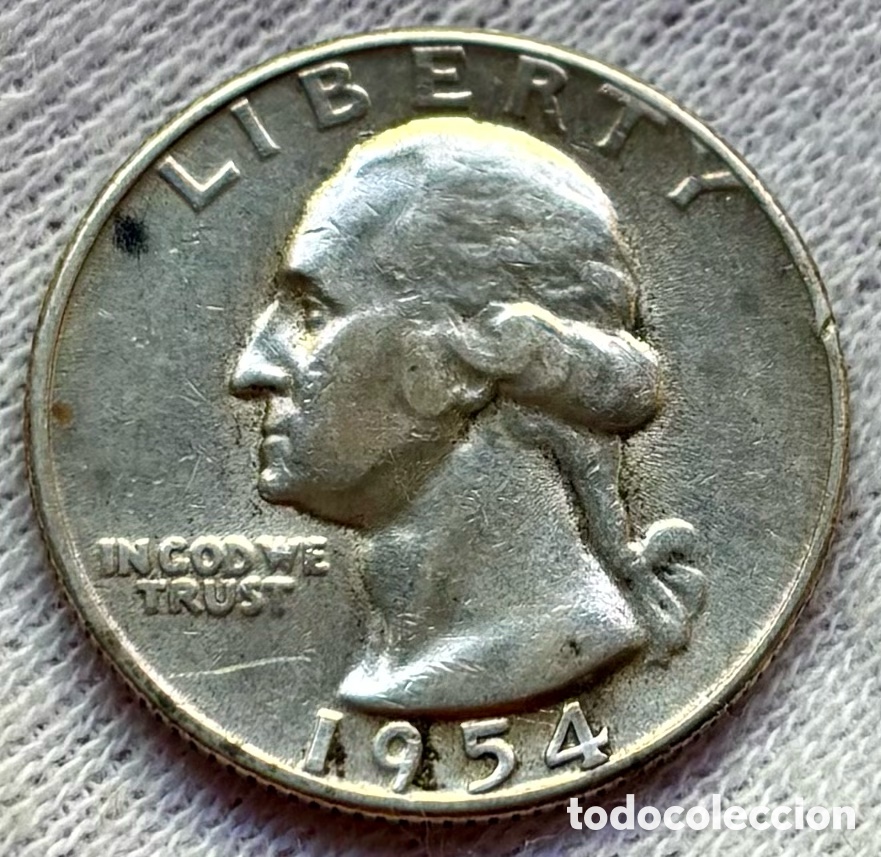 Monedas antiguas de Am&eacute;rica: Moneda PLATA USA 1/4 D&oacute;lar 1954 EEUU Estados Unidos Quarter Dollar