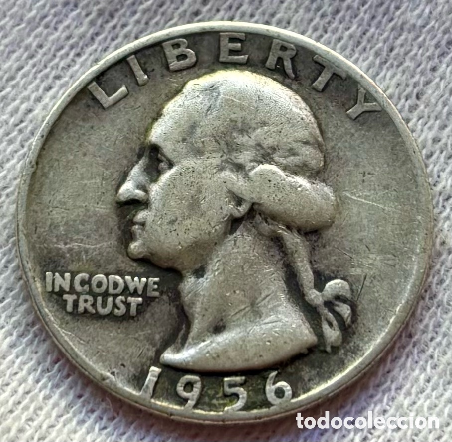 Monedas antiguas de Am&eacute;rica: Moneda PLATA USA 1/4 D&oacute;lar 1956-D EEUU Estados Unidos Quarter Dollar