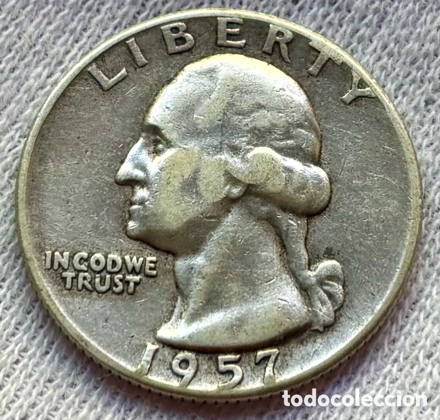 Monedas antiguas de Am&eacute;rica: Moneda PLATA USA 1/4 D&oacute;lar 1957 EEUU Estados Unidos Quarter Dollar