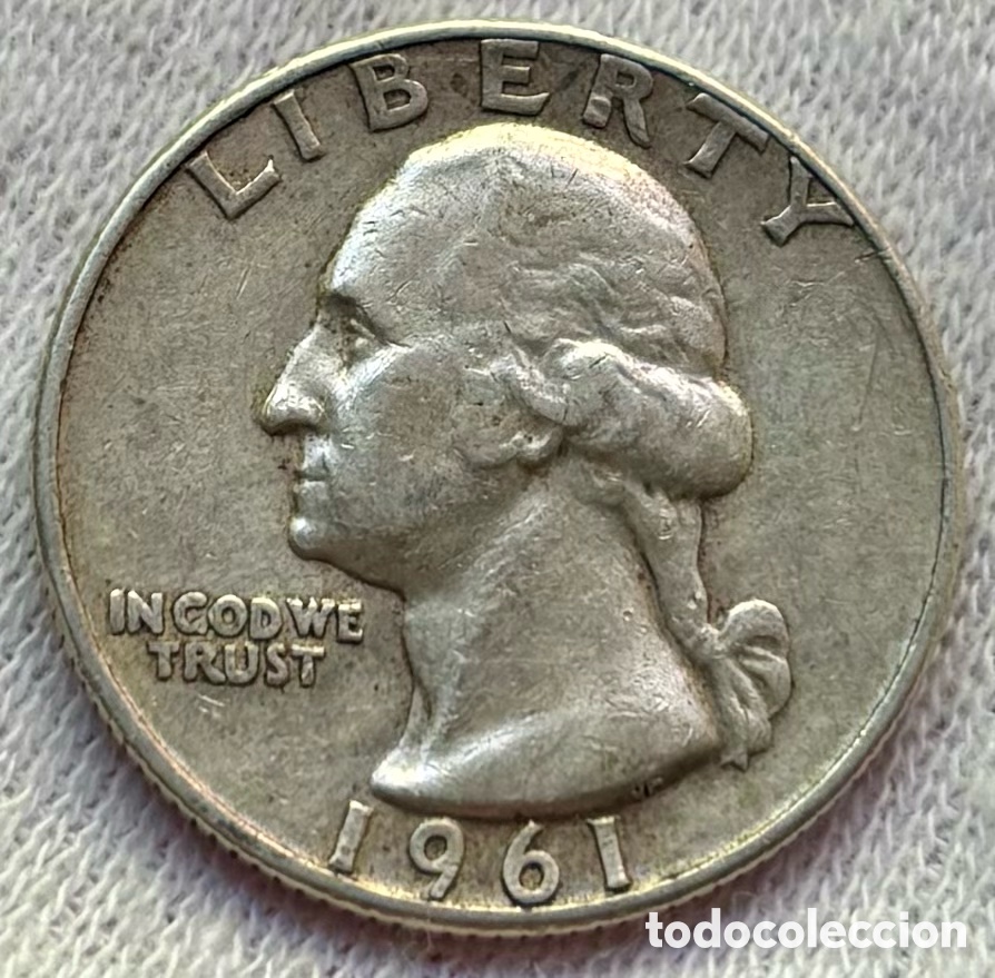 Monedas antiguas de Am&eacute;rica: Moneda PLATA USA 1/4 D&oacute;lar 1961-D EEUU Estados Unidos Quarter Dollar